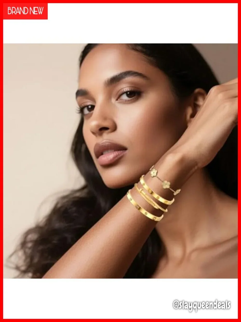 4Pcs 18K Gold Plated Stackable Bangle Bracelet Set with Cubic Zirconia,
